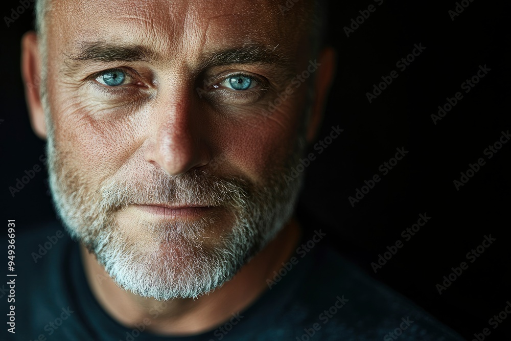 Portrait of mature man against black background- close up with generative ai Portrait of mature man against black background- close up with generative ai
