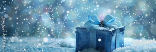 Christmas Gift Box Snow Blue Header