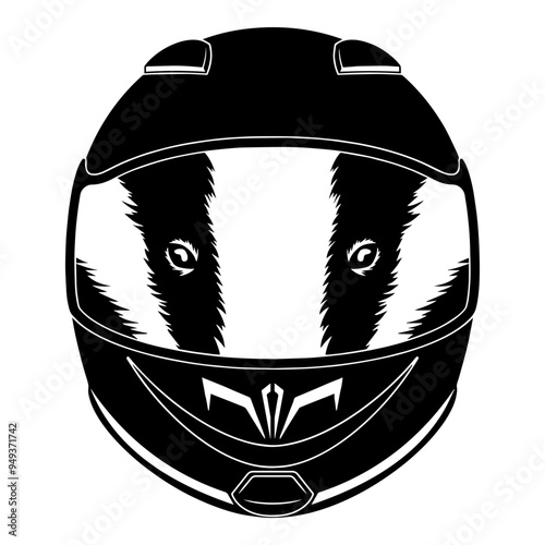 Badger In Motorcycle Helmet