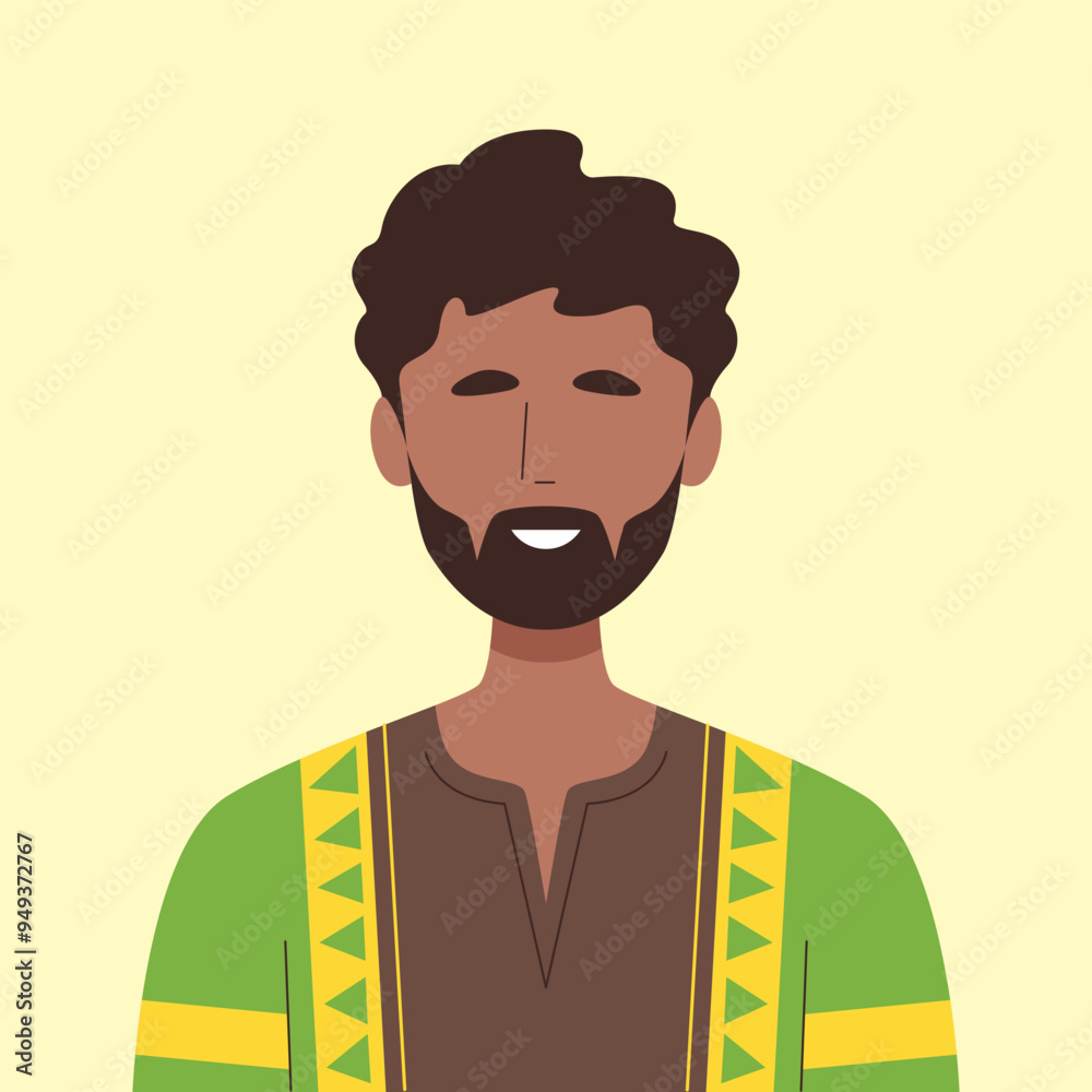 Obraz premium Tribal African Man with Traditional Cloth Vector Illustration