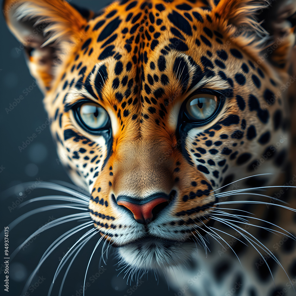 Obraz premium Close-up of a leopard's skin and eyes.