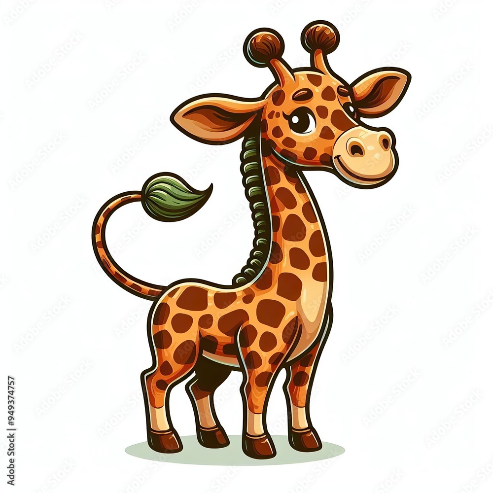Giraffe Character Vector Illustration Isolated On White Colourful Minimal Graphic Flat Cartoon Mascot  Illustration Style