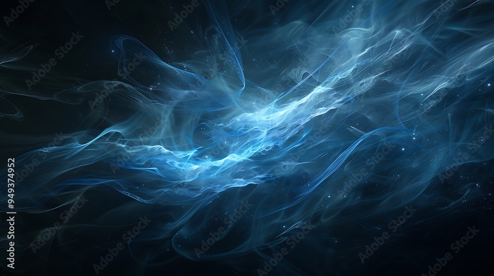 Immersive Blue Waves of Light Creating a Mystical Atmosphere in Digital Art Immersive Blue Waves of Light Creating a Mystical Atmosphere in Digital Art