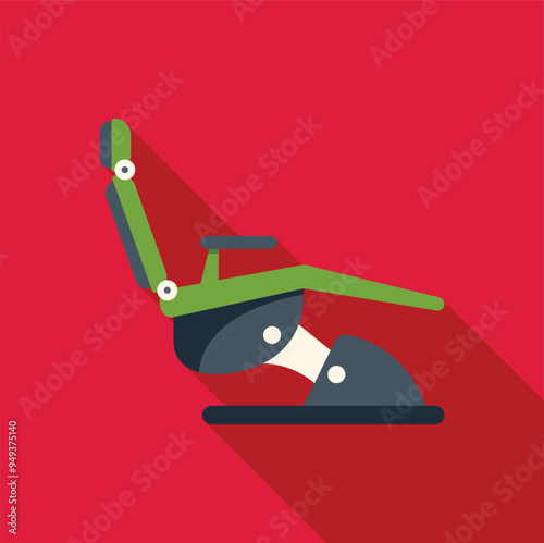 This vector illustration features a green adjustable hydraulic chair, a staple in barber shops for comfortable haircuts and shaves