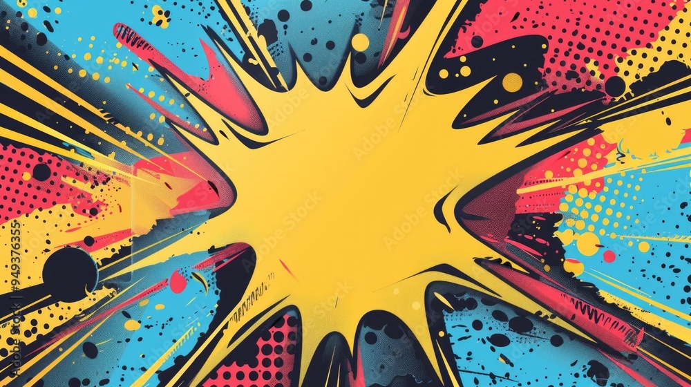 Fototapeta premium 90s style retro comics illustration. Pop art pattern with abstract and crazy background.