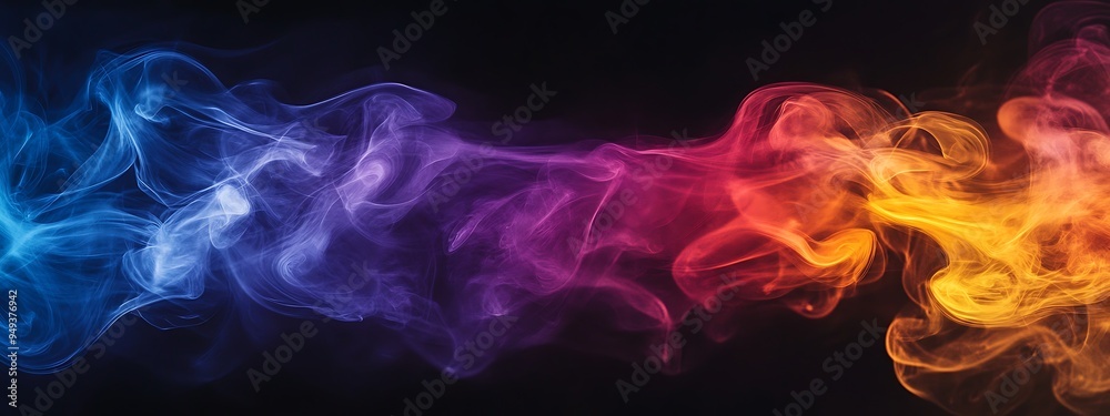 Abstract Swirling Smoke with Vibrant Blue, Purple, Red, and Yellow Hues Abstract Swirling Smoke with Vibrant Blue, Purple, Red, and Yellow Hues