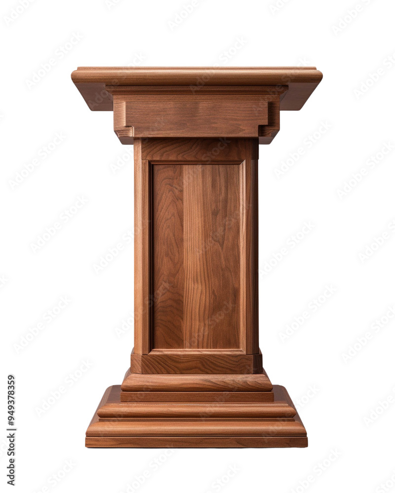 Elegant wooden podium designed for presentations or speeches, showcasing rich wood texture and classic design. Elegant wooden podium designed for presentations or speeches, showcasing rich wood texture and classic design.