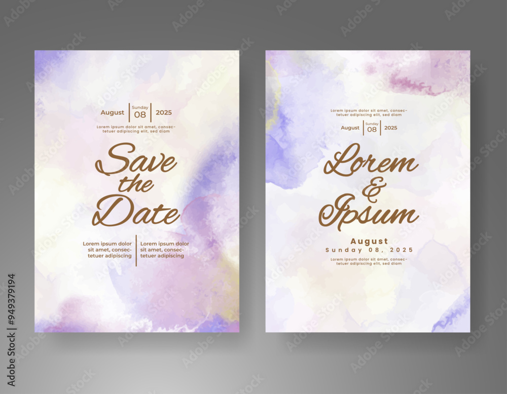Wedding invitation with Abstract splashed watercolor background Wedding invitation with Abstract splashed watercolor background