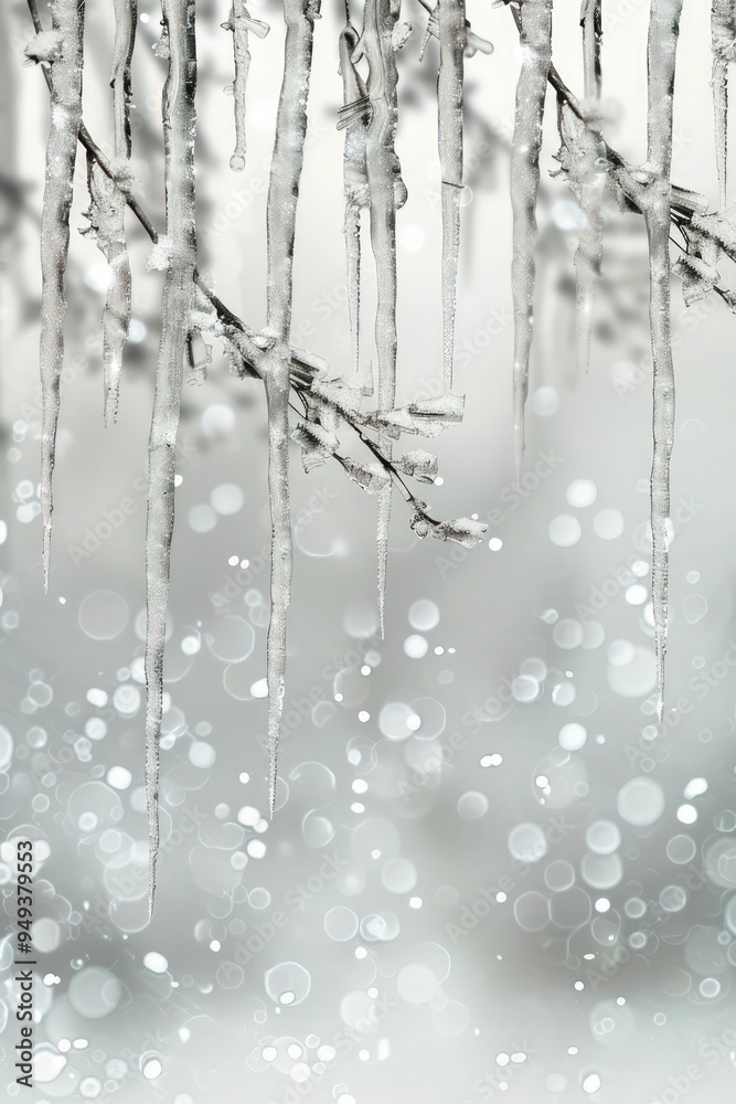 Soft grey with shimmering white icicles, elegant holiday background Soft grey with shimmering white icicles, elegant holiday background