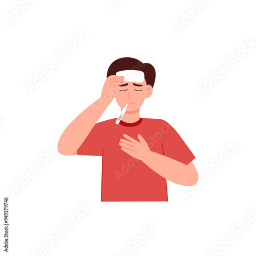 Pneumonia Symptoms Illustration High Fever