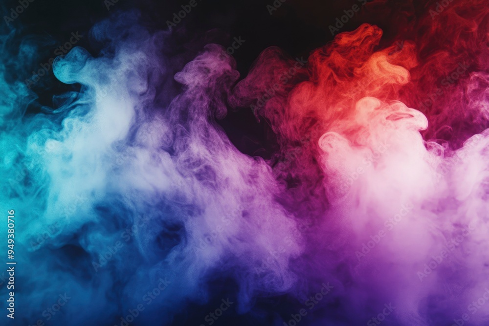 Fototapeta premium Abstract Colorful Smoke Swirls on Black Background