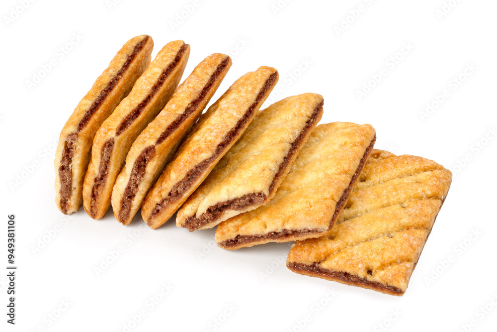 Stack of stuffed cookies on a white background. Fresh, crispy cookies. Stack of stuffed cookies on a white background. Fresh, crispy cookies.