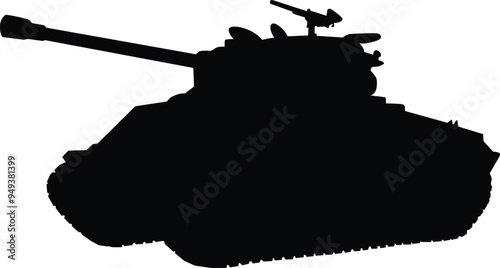 Military tank high detailed silhouette illustration isolated on white