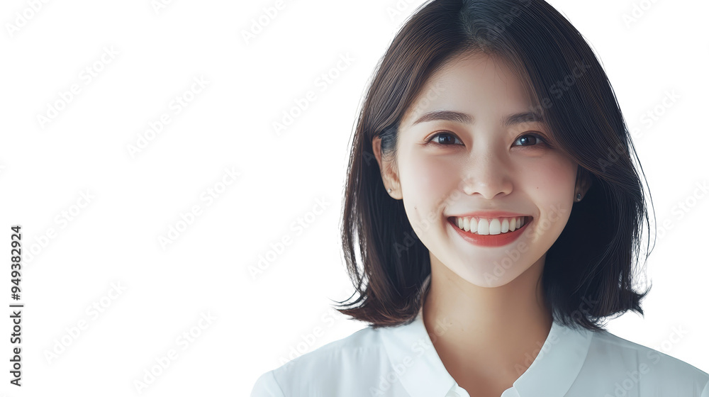 Portrait of a Smiling Young Woman with Short Brown Hair Portrait of a Smiling Young Woman with Short Brown Hair