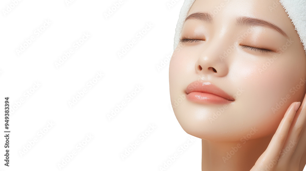 Close up of Woman with Perfect Skin and Closed Eyes Close up of Woman with Perfect Skin and Closed Eyes