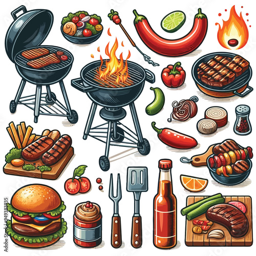 BBQ Grill set vector illustration