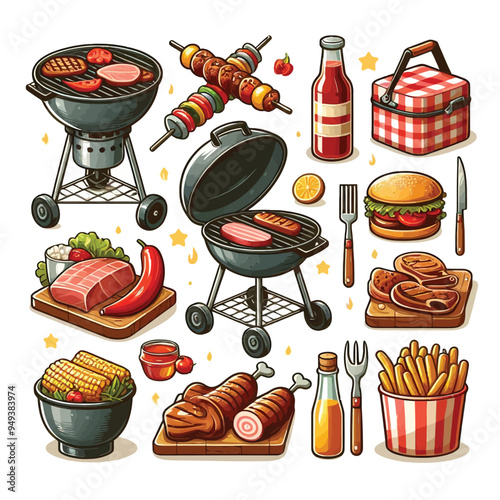 BBQ Grill set vector illustration