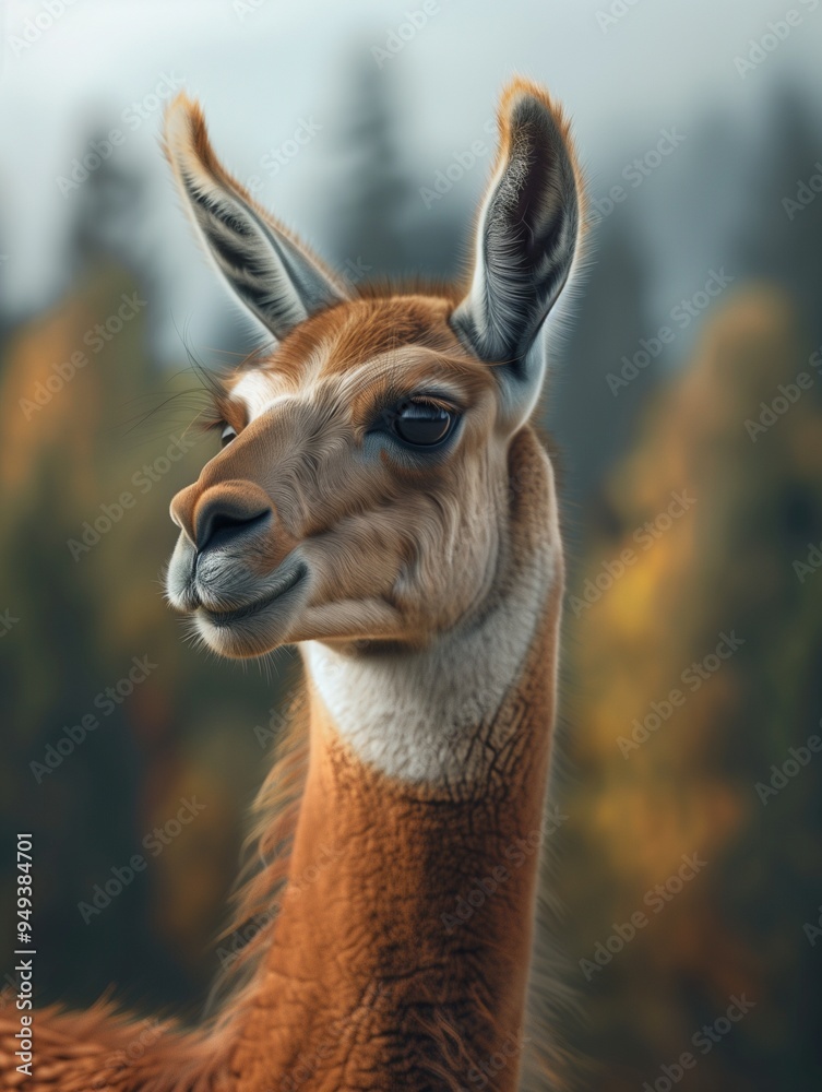 Llama Close Up, Wild Animal in Andean Mountain Habitat Llama Close Up, Wild Animal in Andean Mountain Habitat