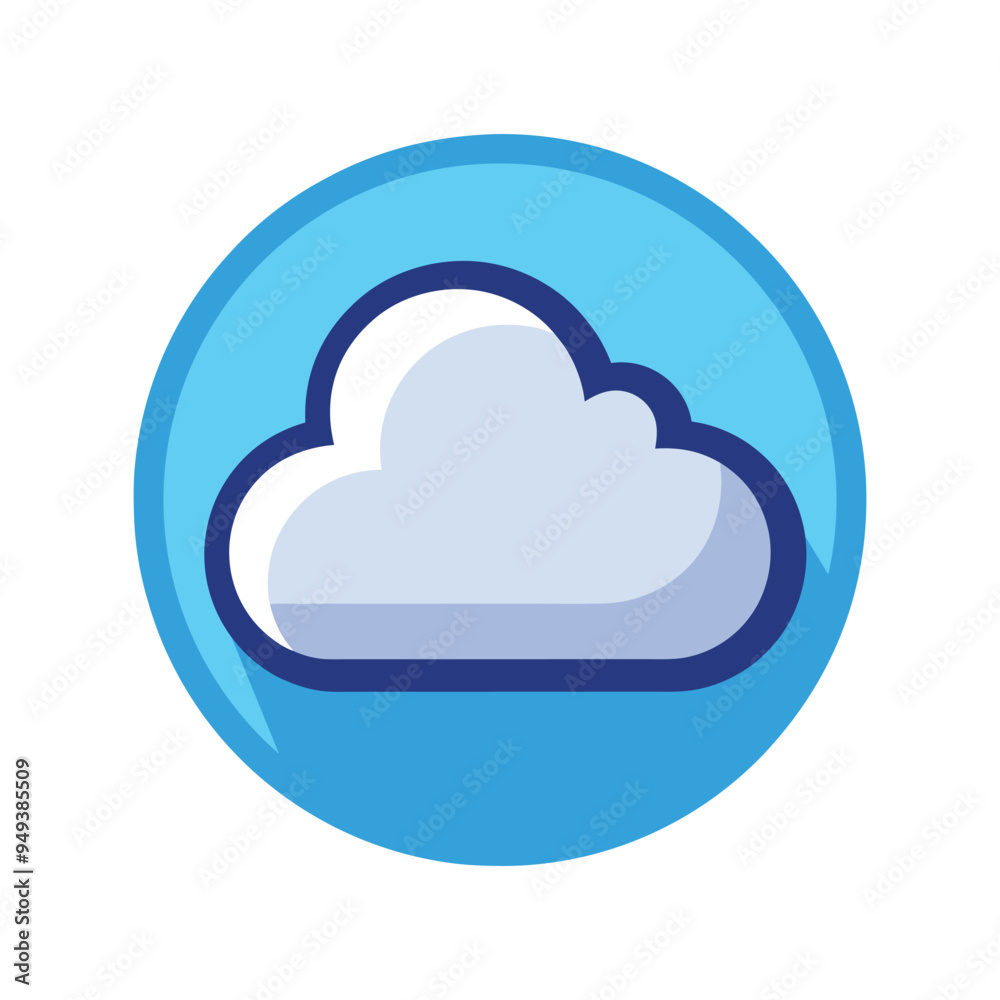 Cloud Icon Illustration on a Blue Circle Background Cloud Icon Illustration on a Blue Circle Background