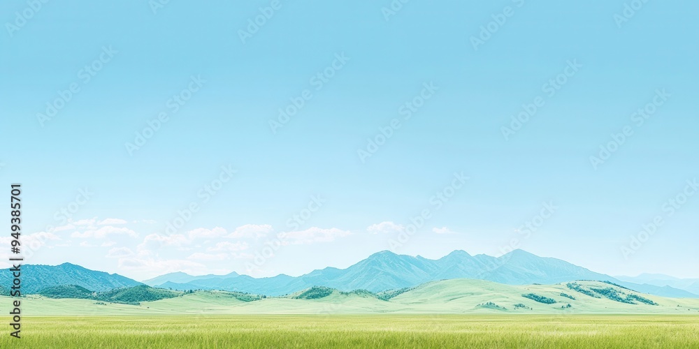 Green Grass Field with Mountain Range Under Blue Sky Green Grass Field with Mountain Range Under Blue Sky
