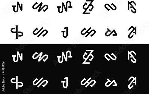Classic and Modern symbol and monogram design for your brand. NJ, JS, JNS, ZS, JS, AS, SA, SI, IS, SZ symbols.
