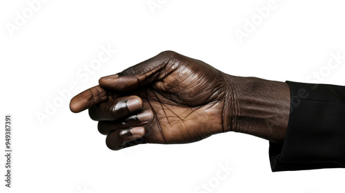 Hand pointing black isolated on white background 