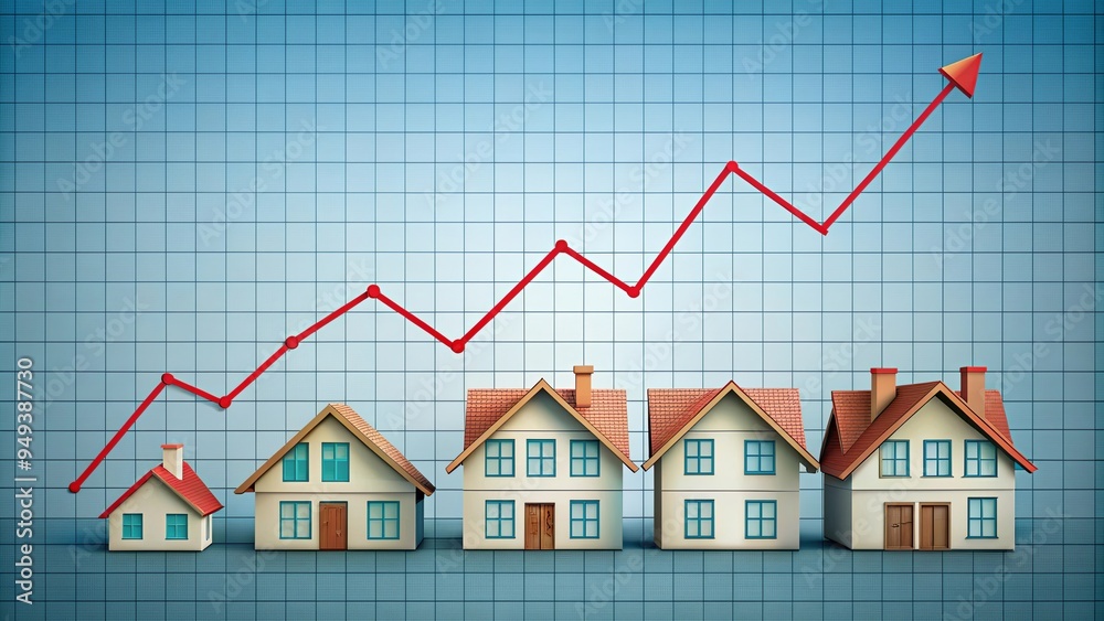 Obraz premium Graph showing trends in the housing market, real estate, graph, chart, housing prices, market trends, growth