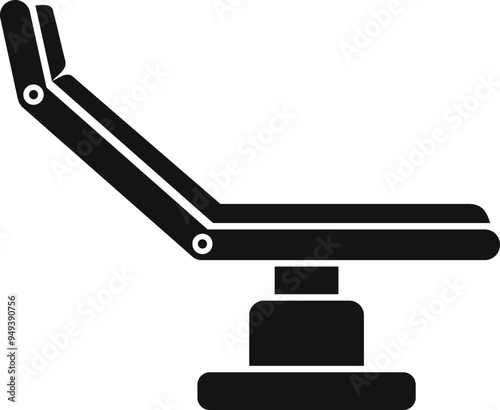 Simple icon of a medical couch with adjustable backrest representing healthcare examination