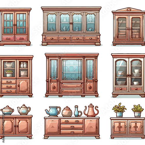 Cabinet set vector illustration