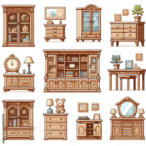 Cabinet set vector illustration