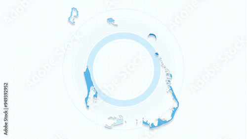 Blue Map of Cocos Islands, Cocos Islands map with borders of the states, country high detailed illustration map.