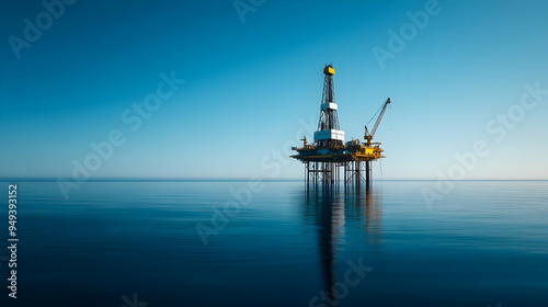 Offshore Oil Rig Platform in the Ocean at Sunset