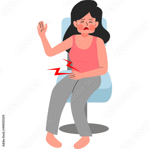 Woman with abdominal pain vector