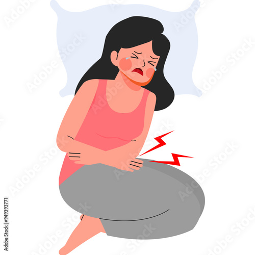 Woman with abdominal pain vector