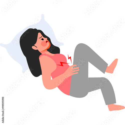 Woman with abdominal pain vector