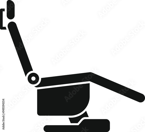 Black silhouette of a adjustable hydraulic dentist chair with headrest