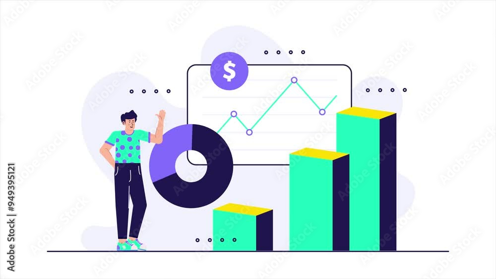 illustration of business financial statistic animated video illustration of business financial statistic animated video