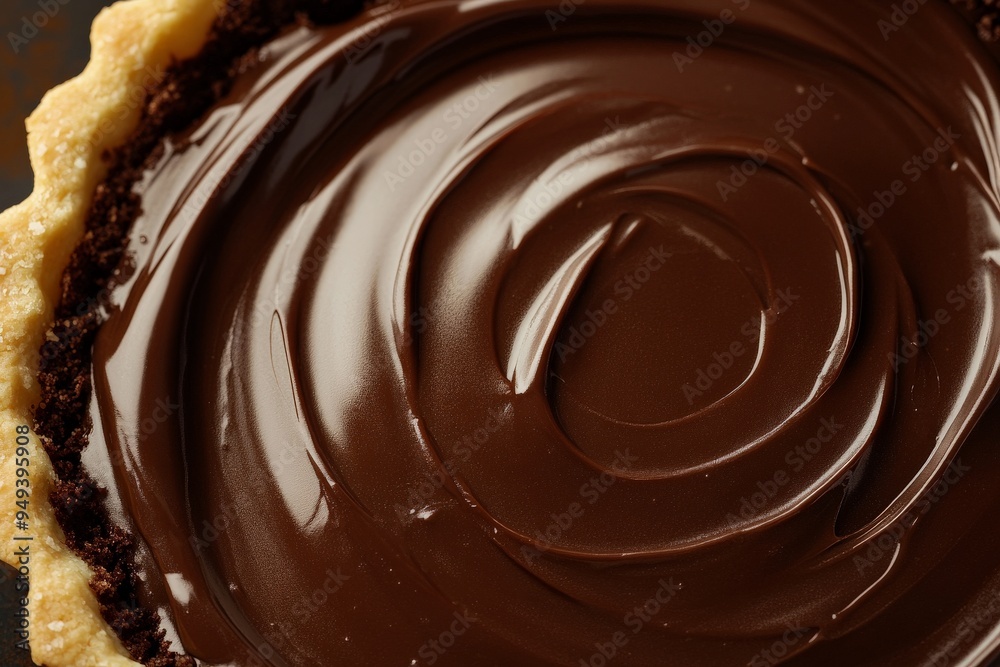 Closeup of Swirled Chocolate Filling in a Pie Crust. Closeup of Swirled Chocolate Filling in a Pie Crust.