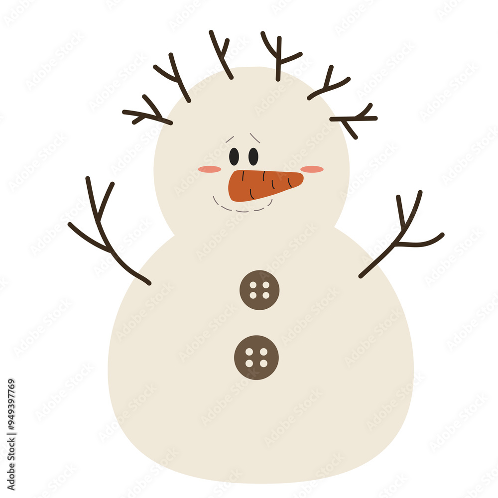 Fototapeta premium Cute Christmas snowman vector cartoon illustration
