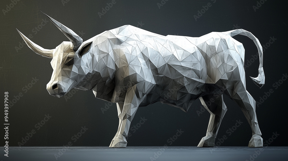 A stylized bull constructed from various sized polygons A stylized bull constructed from various sized polygons