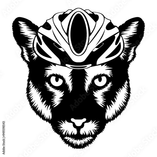 Mountain Lion In Bike Helmet
