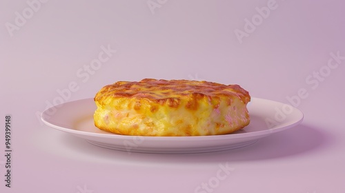 A Round, Golden-Brown Baked Cake on a White Plate photo