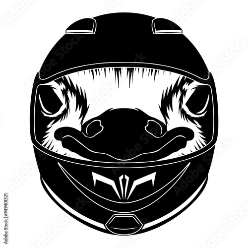 Ostrich In Motorcycle Helmet