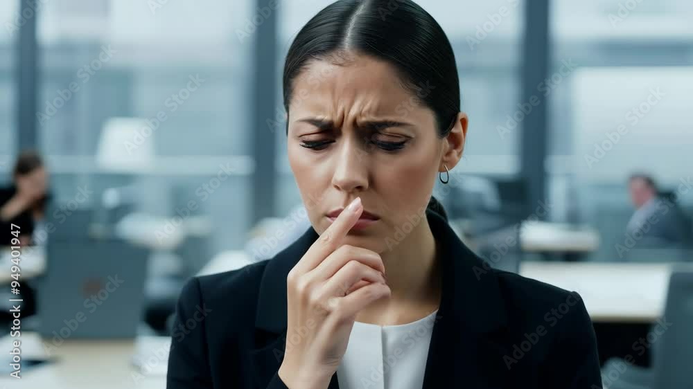 Businesswoman is experiencing sadness in her workplace Businesswoman is experiencing sadness in her workplace