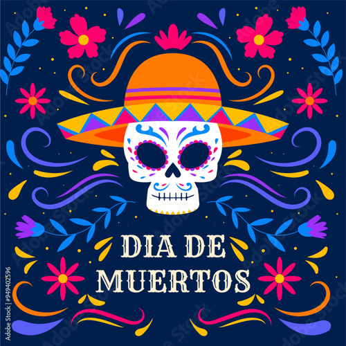 flat design Dia de Muertos or day of the dead illustration