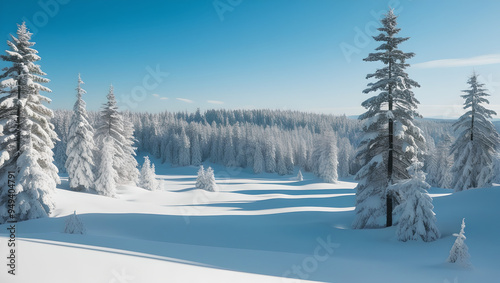 Frozen Tranquility: The Snowy Evergreen Forest