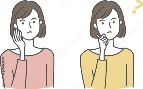 何かを考える女性_イラスト