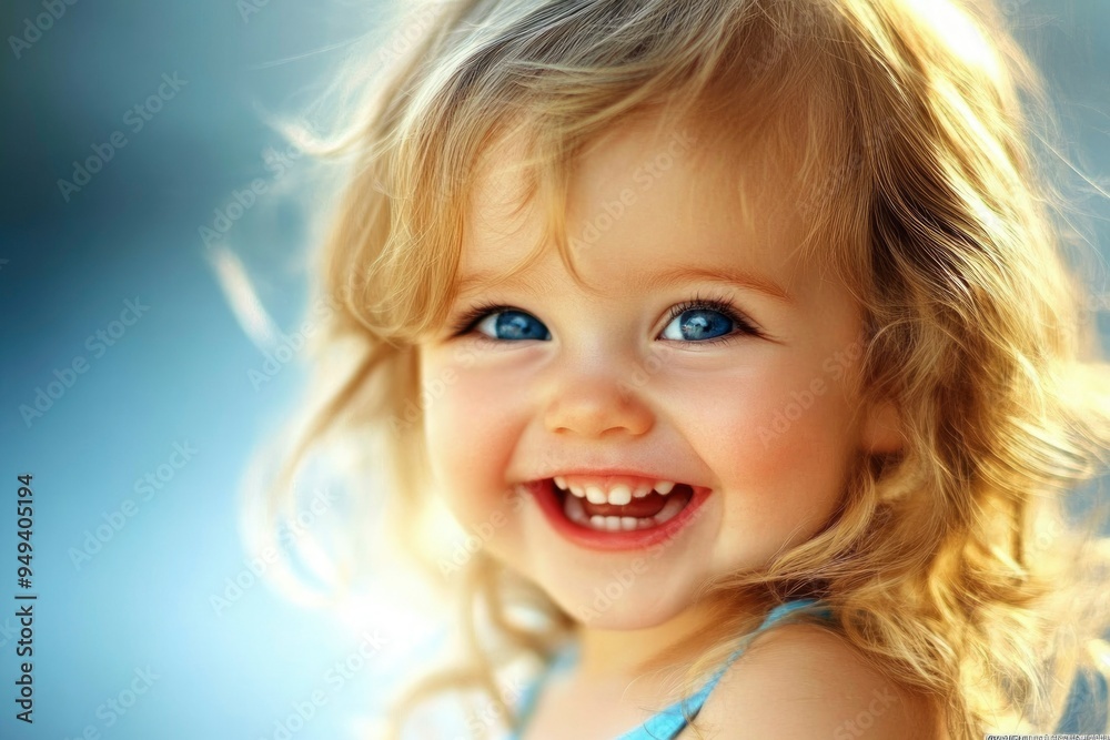 A Little Girl with Blonde Hair and Blue Eyes Smiling A Little Girl with Blonde Hair and Blue Eyes Smiling