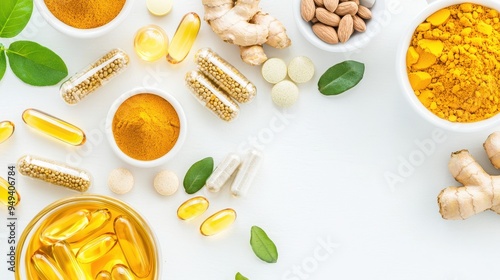 Supplements  Vitamins  and Herbs on White Background photo