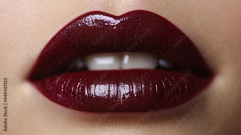 Deep Burgundy Lipstick with Glossy Finish